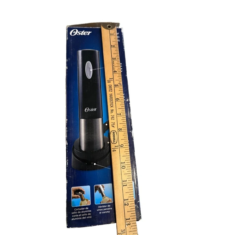 Oster Electric Wine Bottle Opener Foil Cutter Charging Base Nib Open Box Black